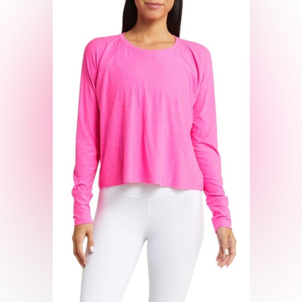 BEYOND YOGA Featherweight Daydreamer Spacedye Pink Long Sleeve Tee Top T-shirt - Picture 8 of 8